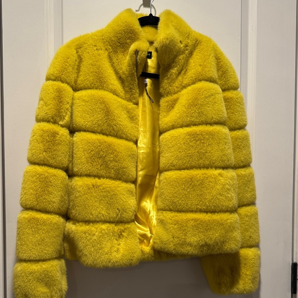 Generation Love Yellow Faux Fur Jacket